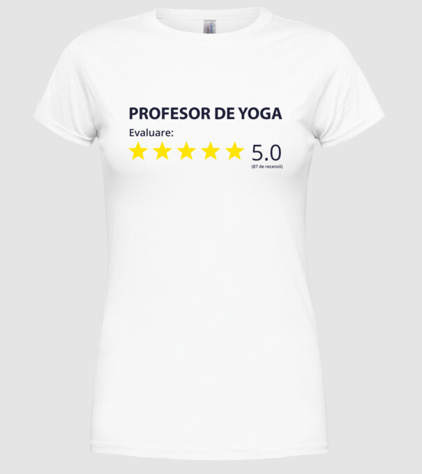 profesor de yoga evaluare model alb pe tricou
