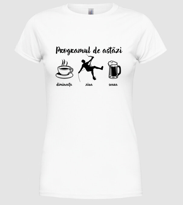 programul de astăzi: dimineața, ziua, seara model alb pe tricou