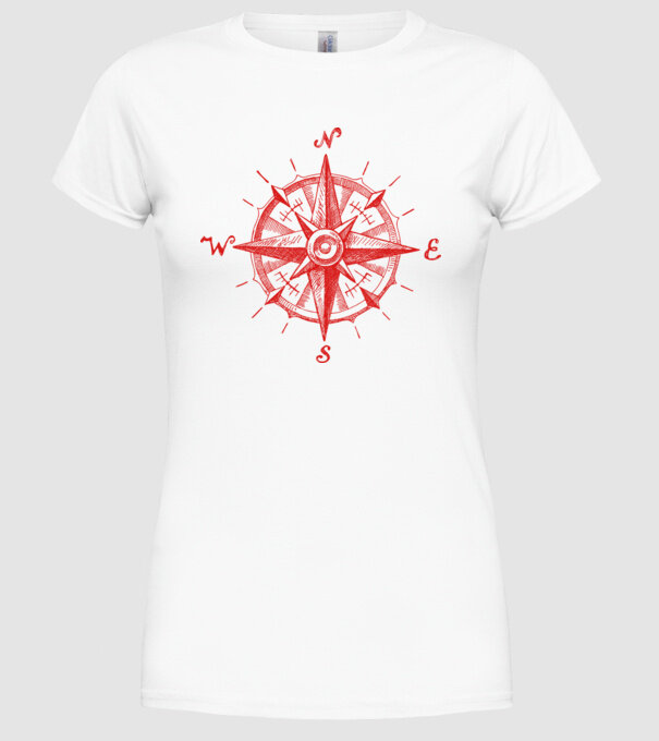Puncte cardinale model alb pe tricou
