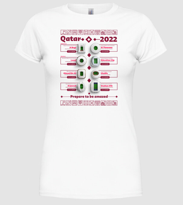 Qatar 2022 Stadiums white model alb pe tricou