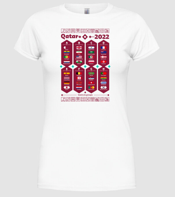 Qatar 2022 teams - groups white model alb pe tricou