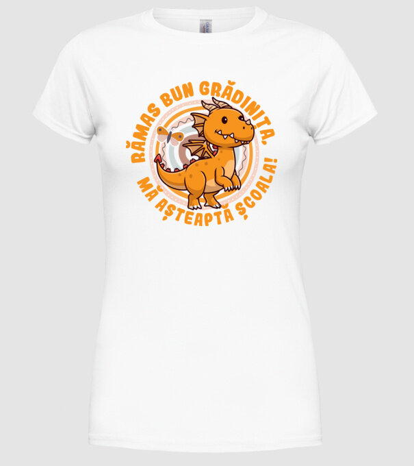 Rămas bun grădiniță, mă așteaptă școala! model alb pe tricou