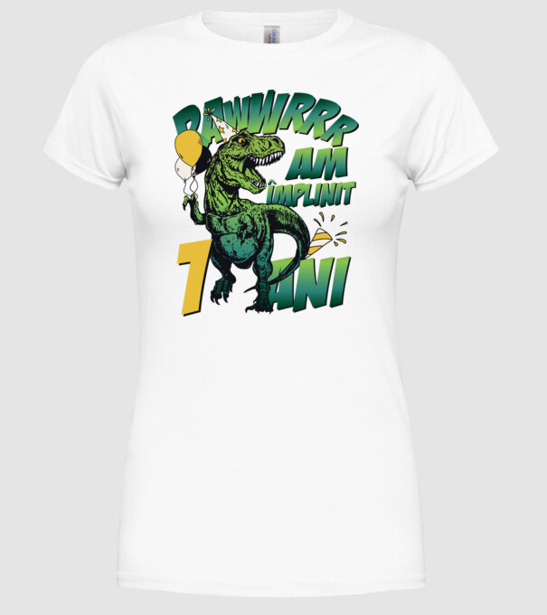 Rawr Am împlinit 1 an model alb pe tricou