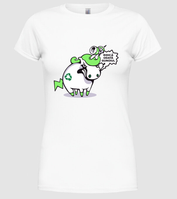 Ridică odată gunoiul model alb pe tricou