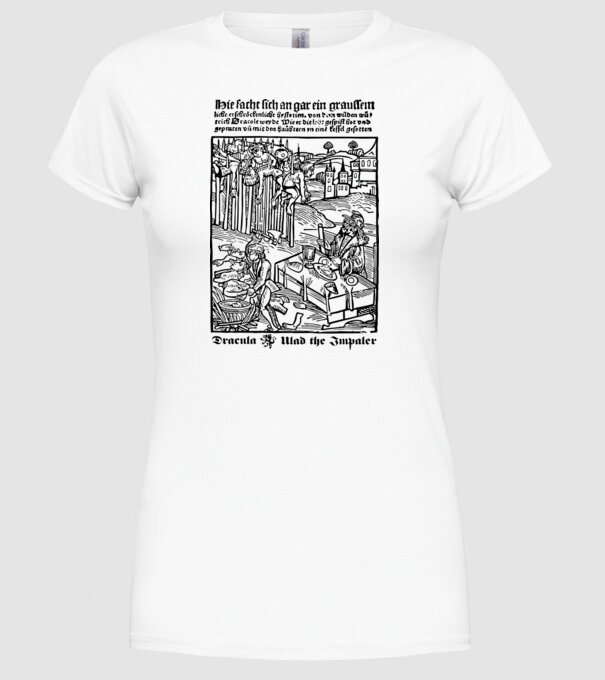 România dracula dark model alb pe tricou