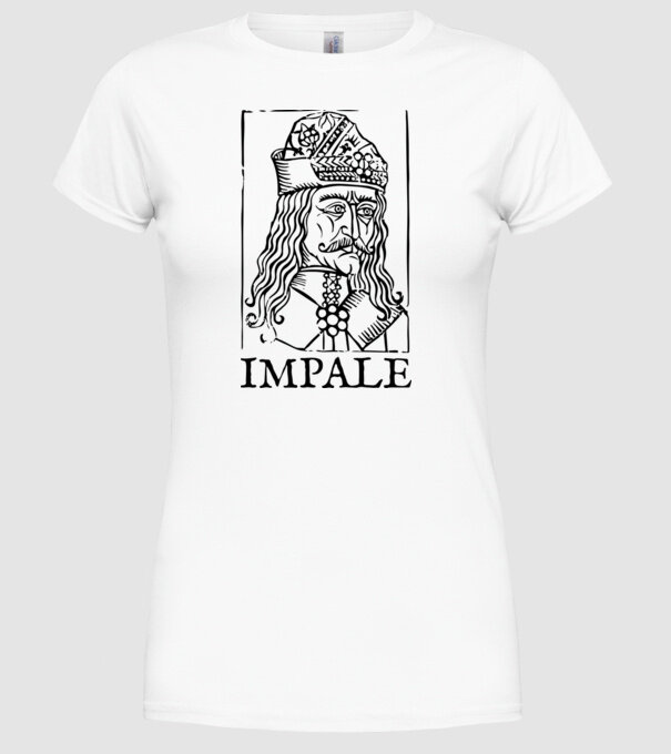 România dracula impale model alb pe tricou