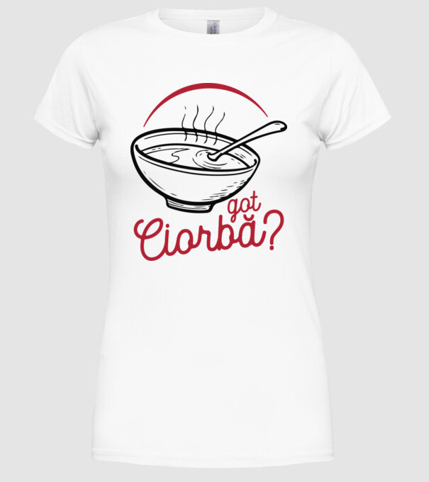 România Got ciorbă model alb pe tricou