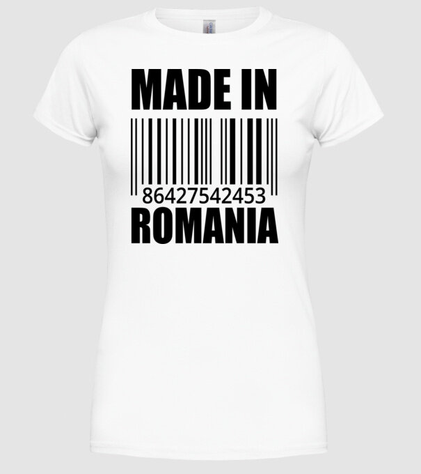 România made in model alb pe tricou