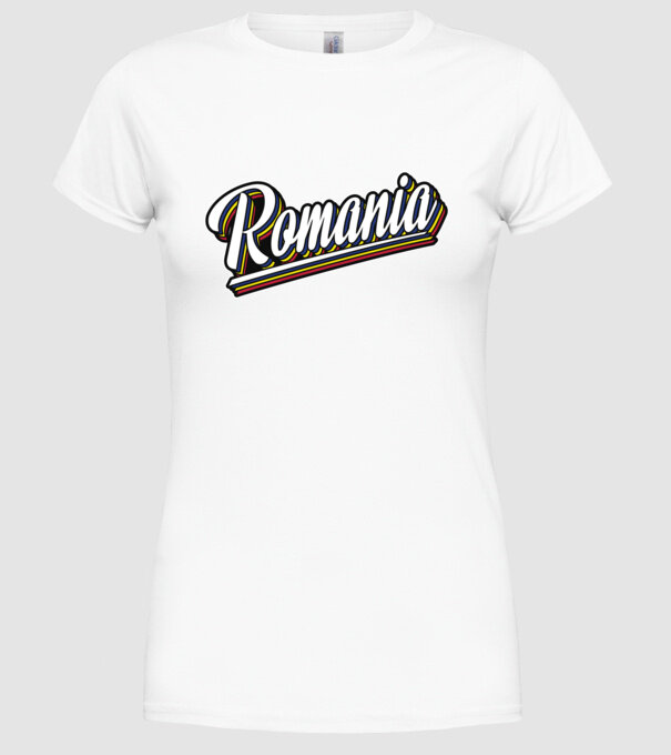 România retro model alb pe tricou