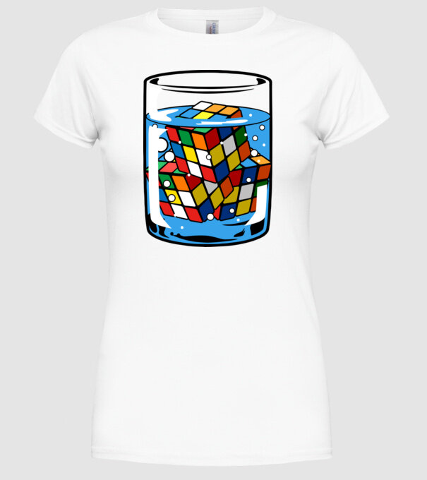 Rubik Ice model alb pe tricou