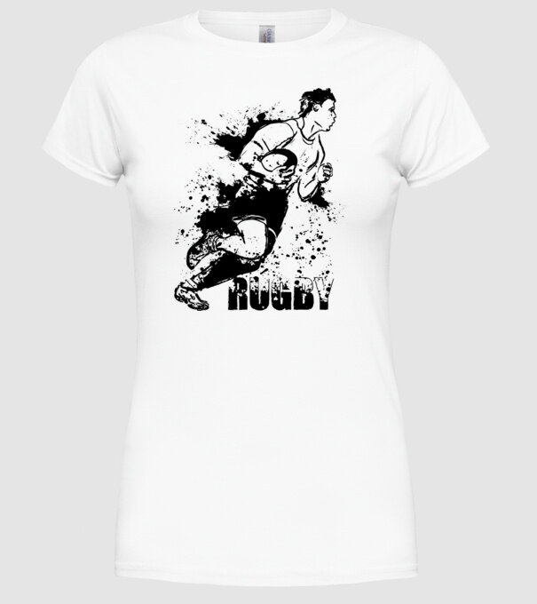 Rugby model alb pe tricou