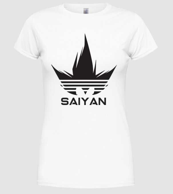 saiyan logo model alb pe tricou