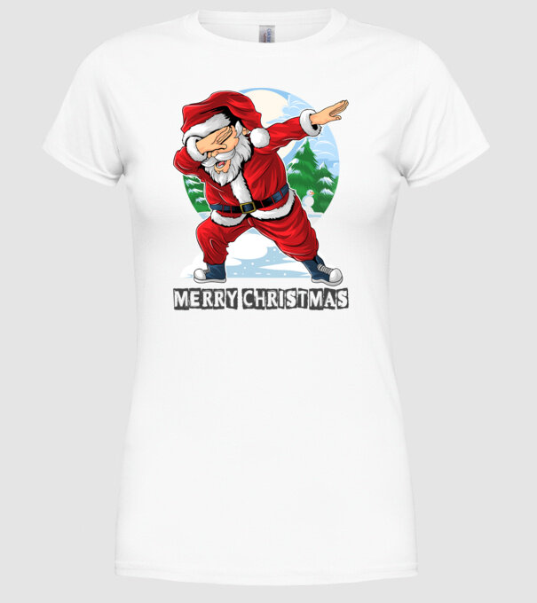 Santa merry christmas model alb pe tricou