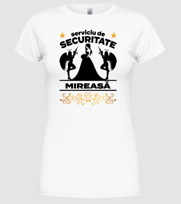 serviciu de securitate mireasă model alb pe tricou