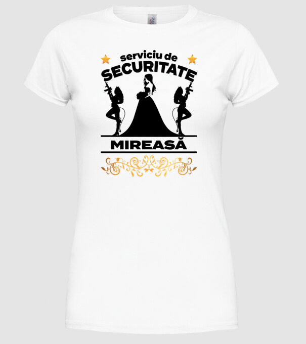 serviciu de securitate mireasă model alb pe tricou