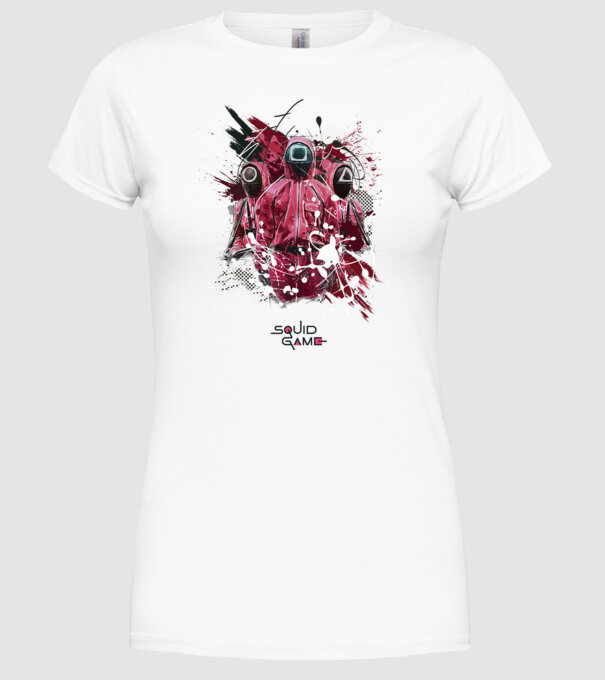 squid game poster model alb pe tricou