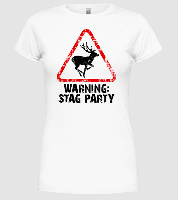 Stag Party model alb pe tricou