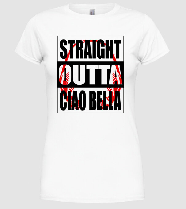 straight outta bella ciao model alb pe tricou