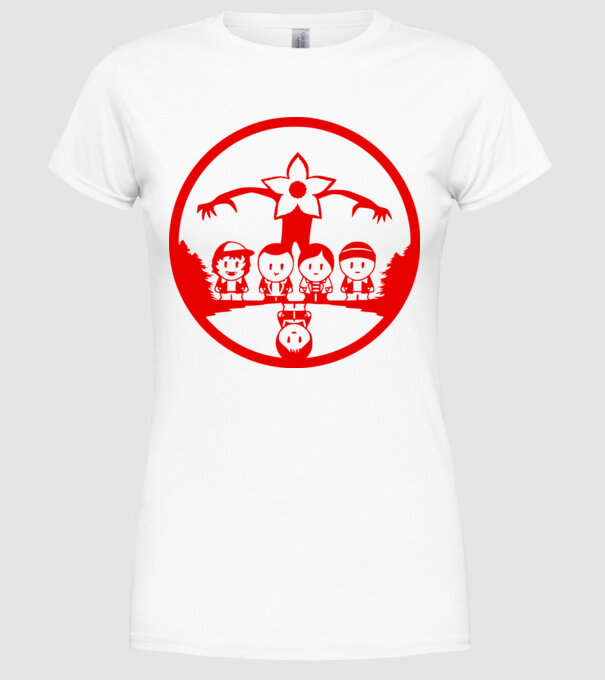 stranger things cartoon model alb pe tricou