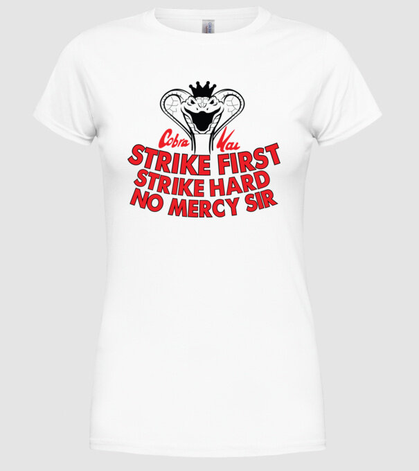 Strike first strike hard logo model alb pe tricou