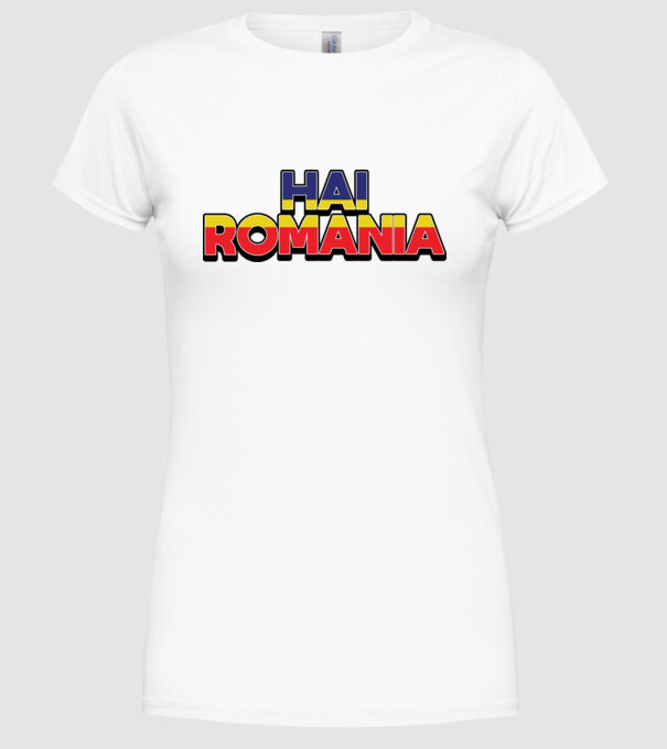 Subtitlu Hai Romania model alb pe tricou