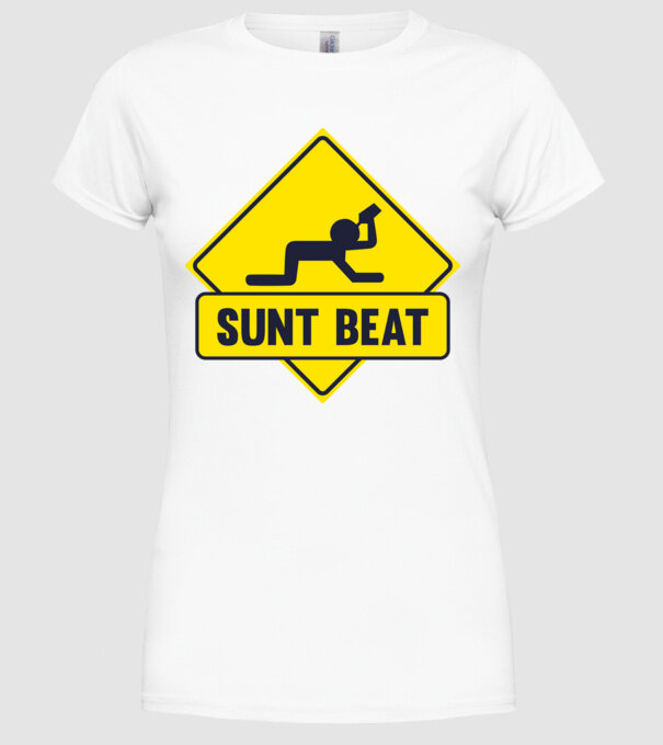 Sunt beat model alb pe tricou
