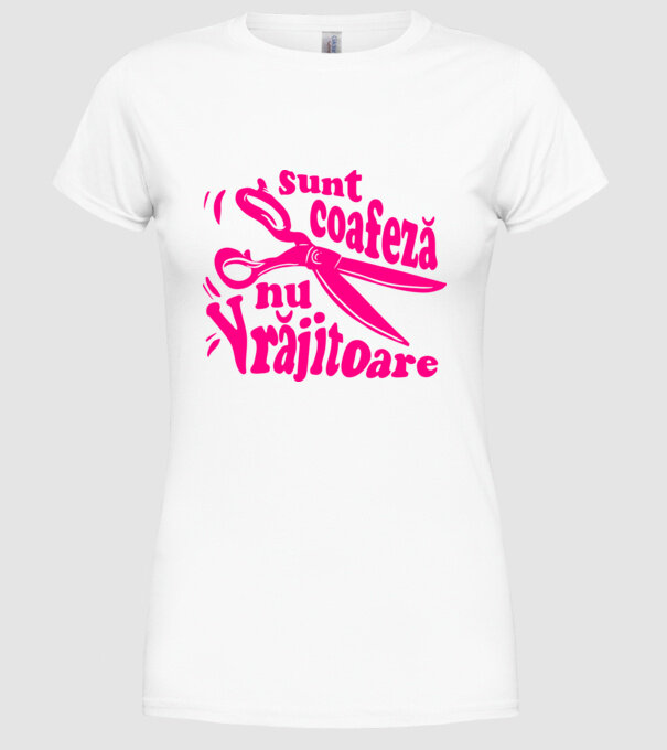sunt coafeză, nu vrăjitoare model alb pe tricou