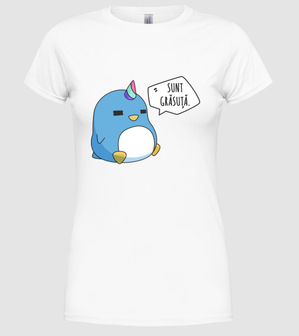 sunt grăsuță model alb pe tricou