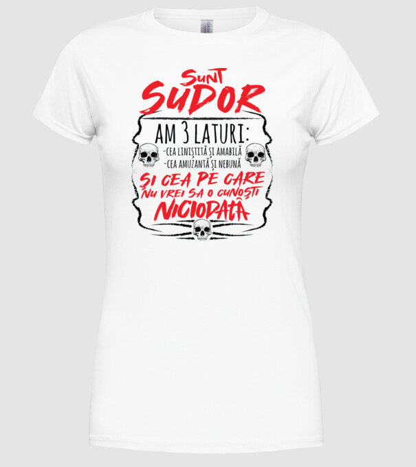 sunt sudor am 3 laturi model alb pe tricou