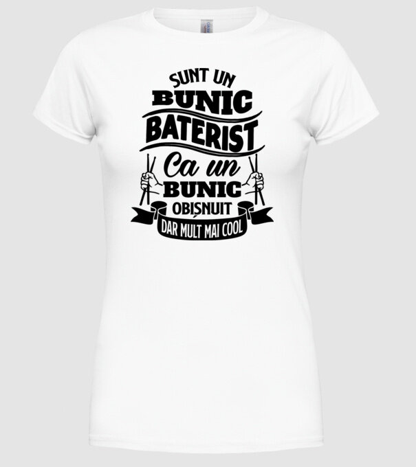 Sunt un bunic baterist, ca un bunic obișnuit, dar mult mai cool model alb pe tricou
