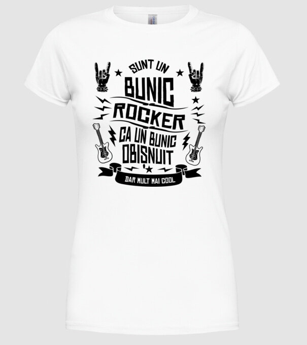 Sunt un bunic rocker, ca un bunic obișnuit, dar mult mai cool model alb pe tricou