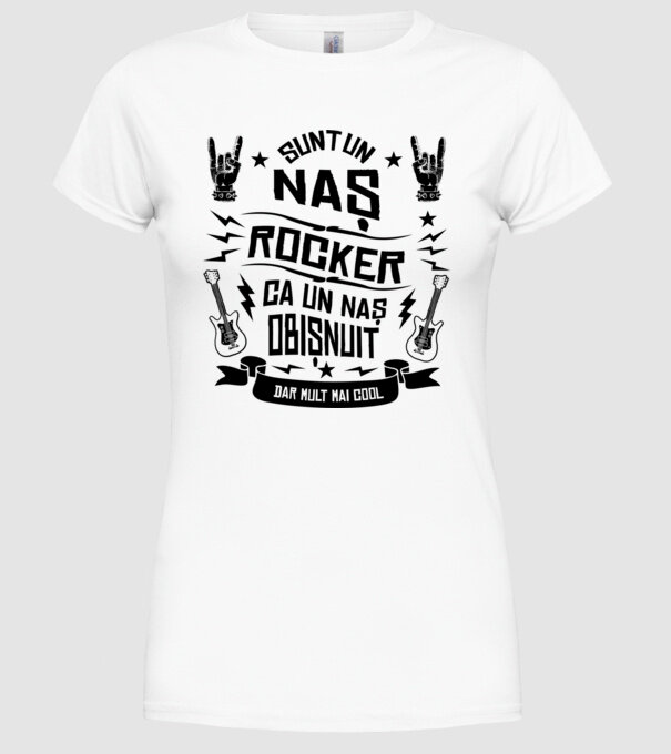 Sunt un naș rocker, ca un naș obișnuit, dar mult mai cool model alb pe tricou