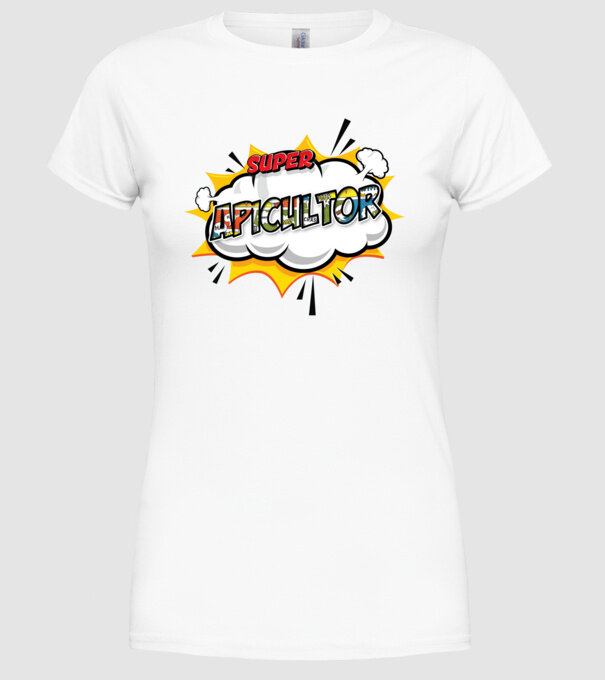 Super Apicultor model alb pe tricou