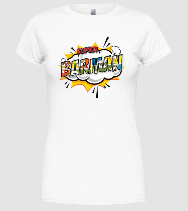 Super Barman model alb pe tricou