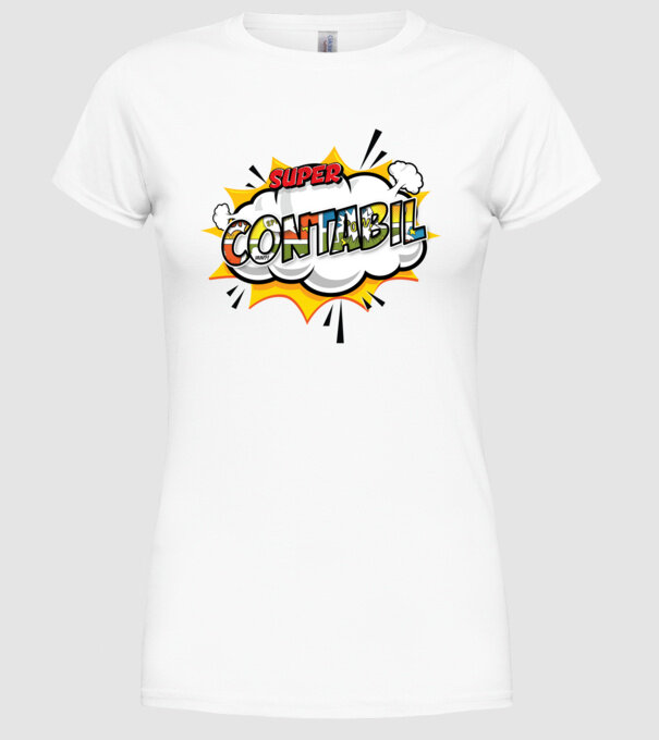 Super Contabil model alb pe tricou