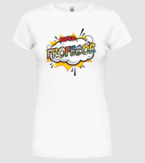 Super Profesor model alb pe tricou