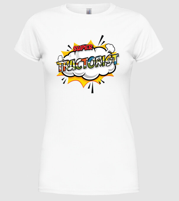 Super Tractorist model alb pe tricou