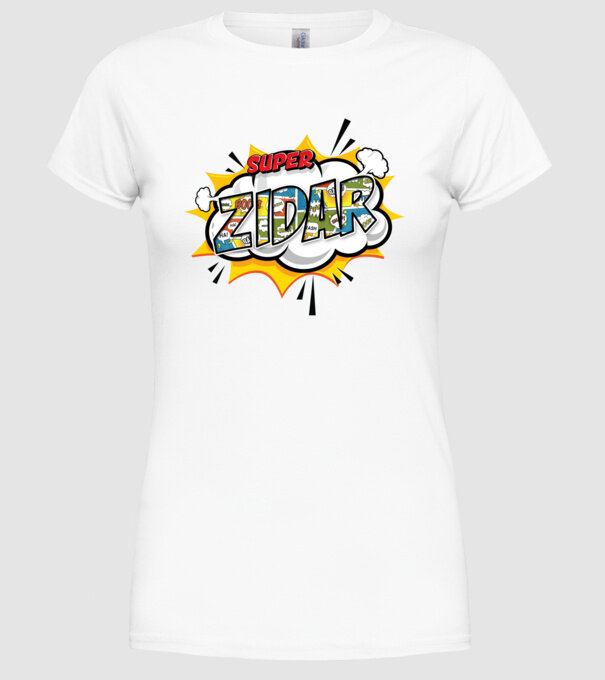 Super Zidar model alb pe tricou