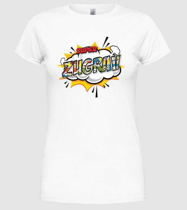 Super Zugrav model alb pe tricou