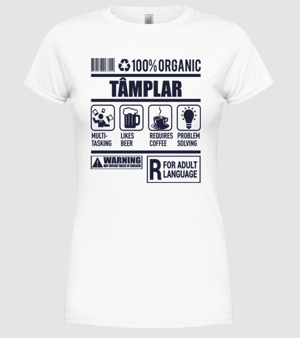 TÂMPLAR model alb pe tricou