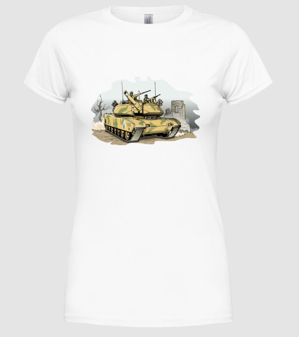 Tancuri model alb pe tricou