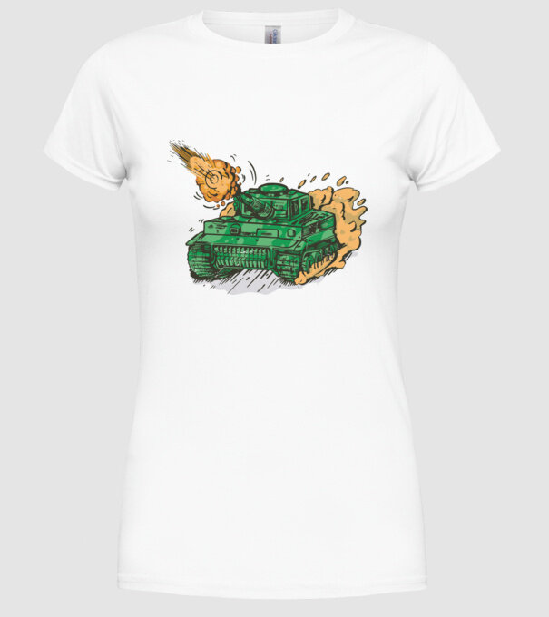 Tancuri model alb pe tricou