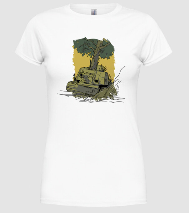 Tancuri model alb pe tricou