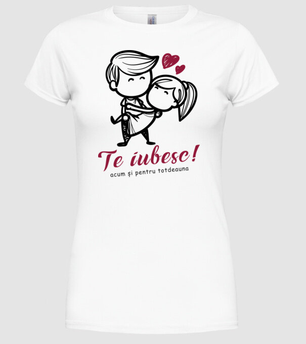 te iubesc! model alb pe tricou