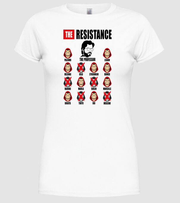 the resistance la casa de papel white model alb pe tricou