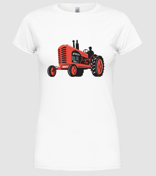 TRACTOR model alb pe tricou