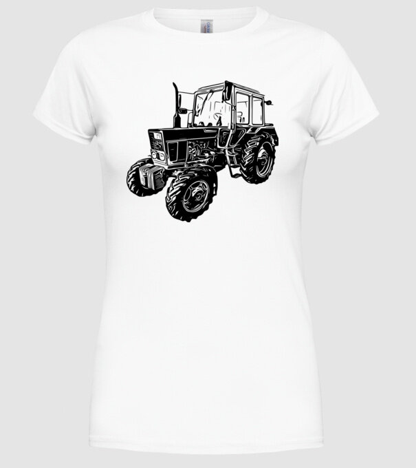 TRACTOR model alb pe tricou