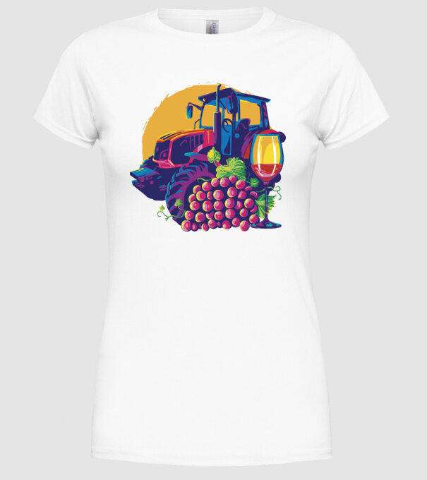 TRACTOR model alb pe tricou