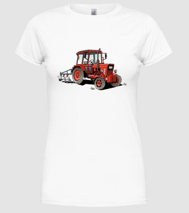 TRACTOR model alb pe tricou