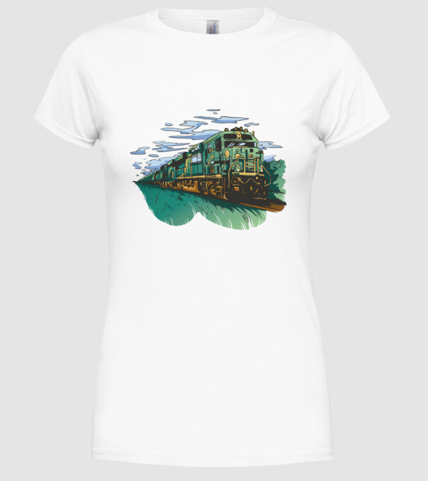 Trenuri model alb pe tricou